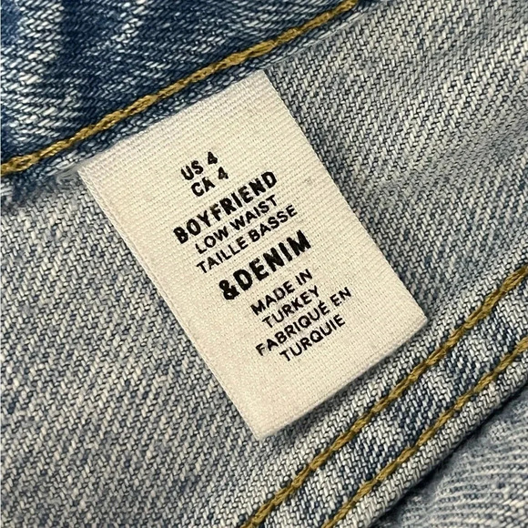 H&M Jeans Women 4 Blue Boyfriend Low Waist Denim Button Fly Grunge Preppy Frayed - Picture 8 of 11